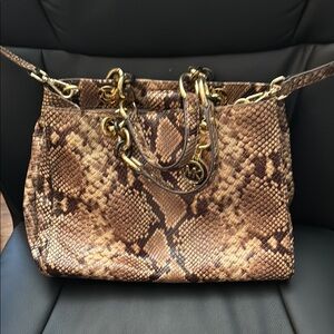 Michael Kors Brown Shoulder Bag with Gold Accents